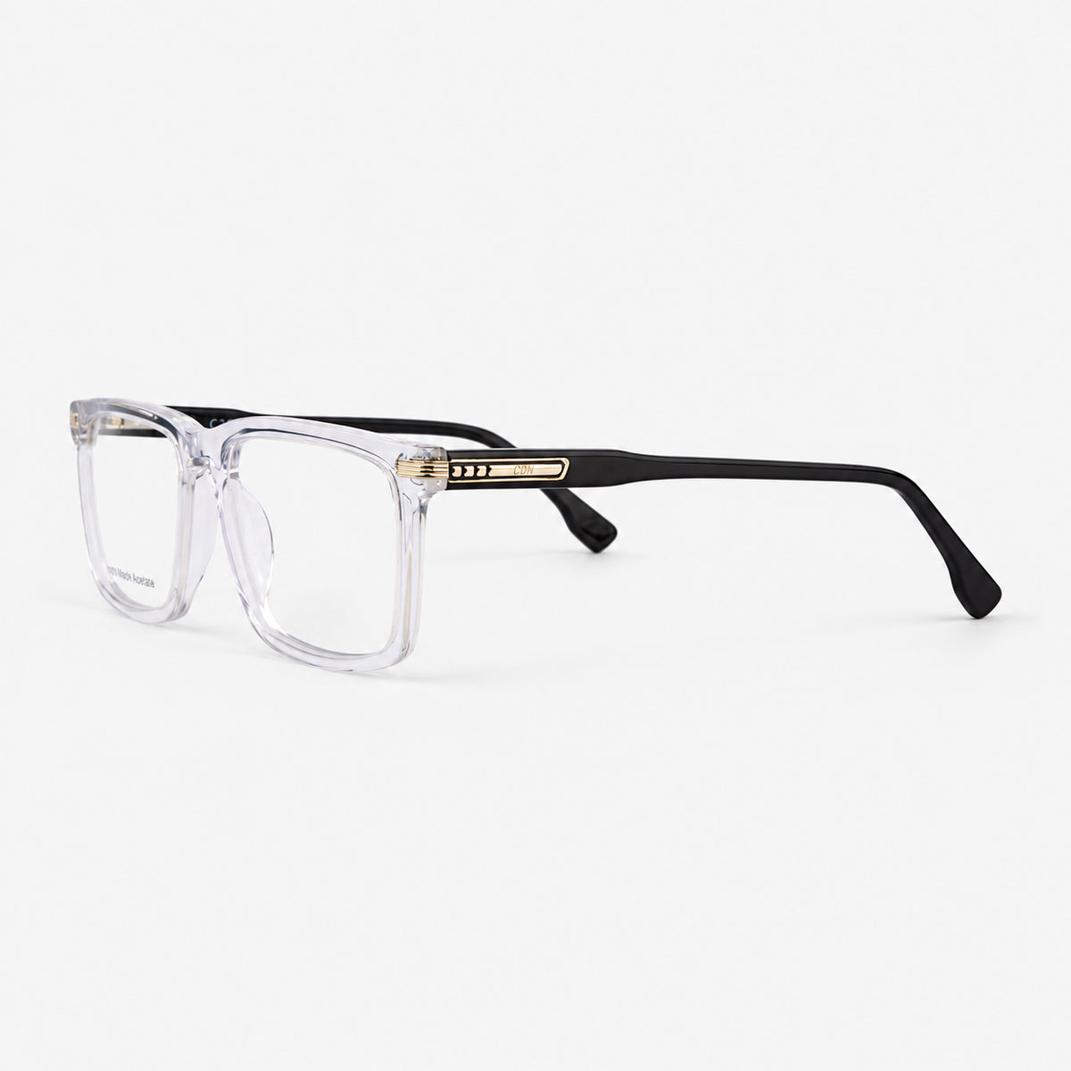 Gafas cuadradas frontal transparente varillas negras y detalles plateados Piclek