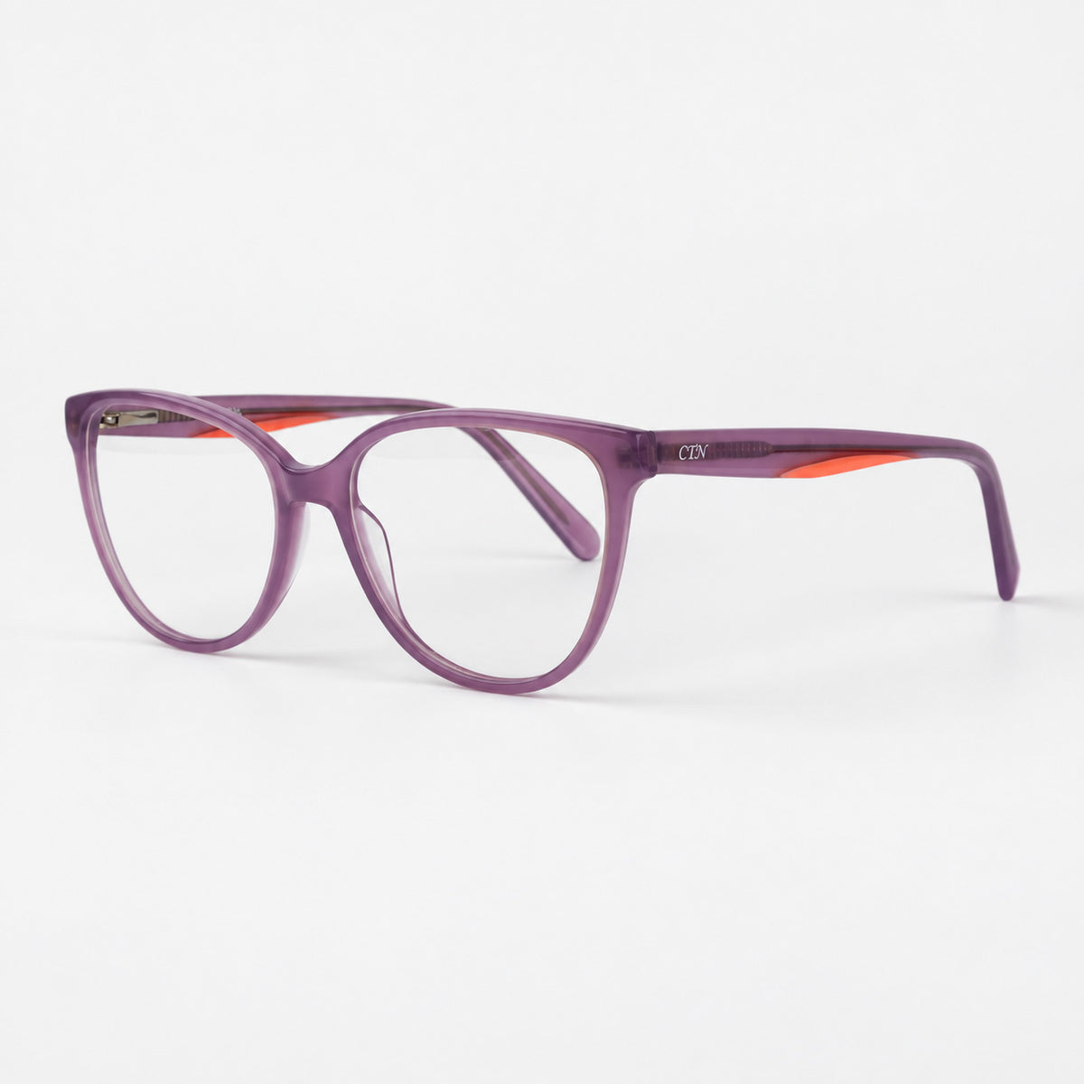 Gafas agatadas lila traslucido con detalle salmon en varilla Piclek