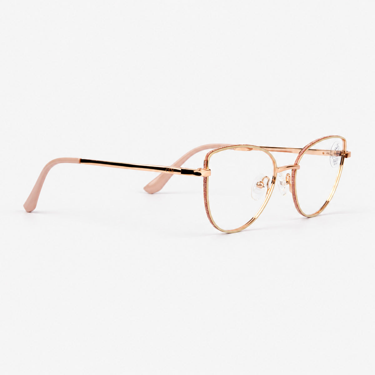 Gafas metalicas oro rosa estilo cat eye con ceja superior brillante Piclek