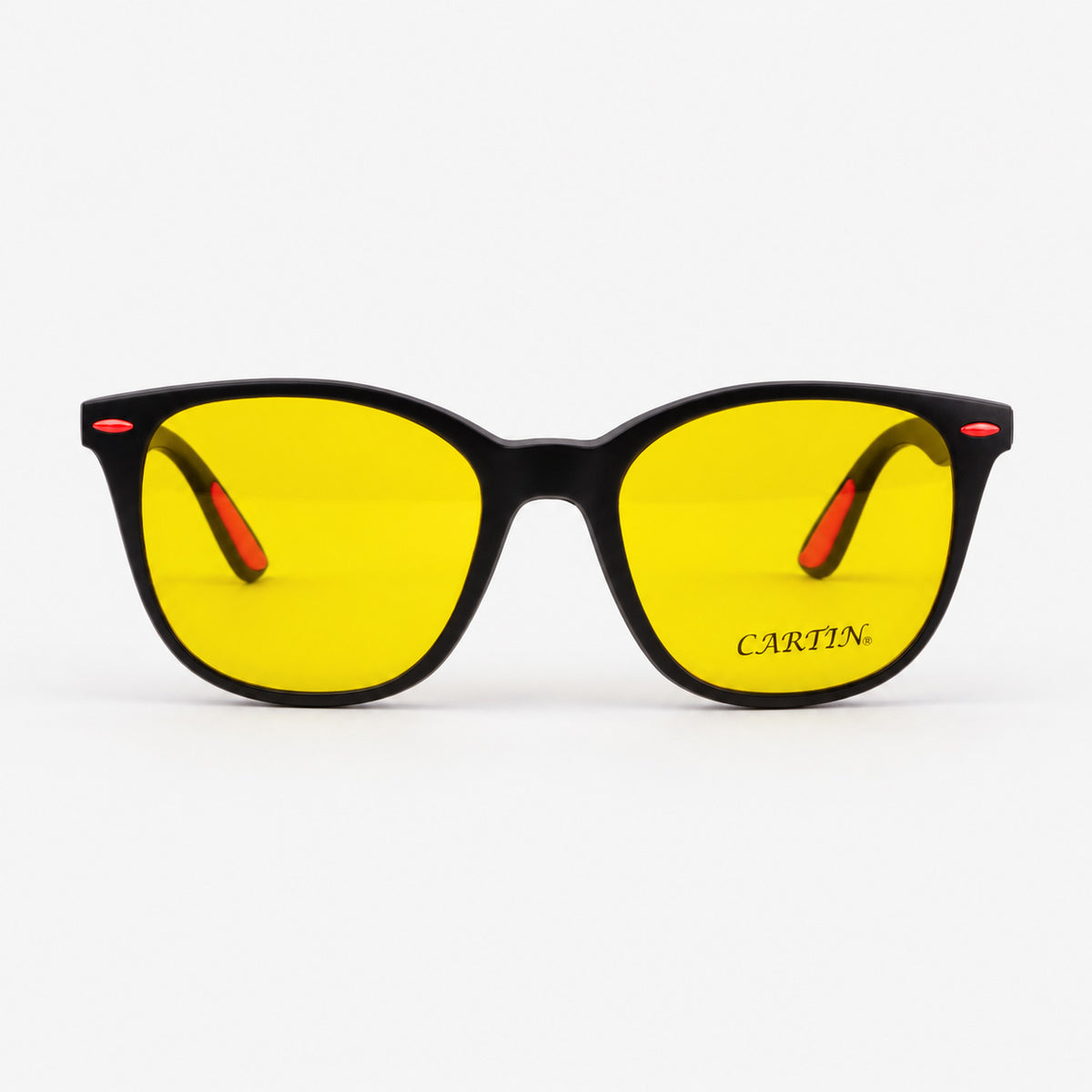 Gafas clip on con lente magnetico amarillo vision nocturna instalado Piclek