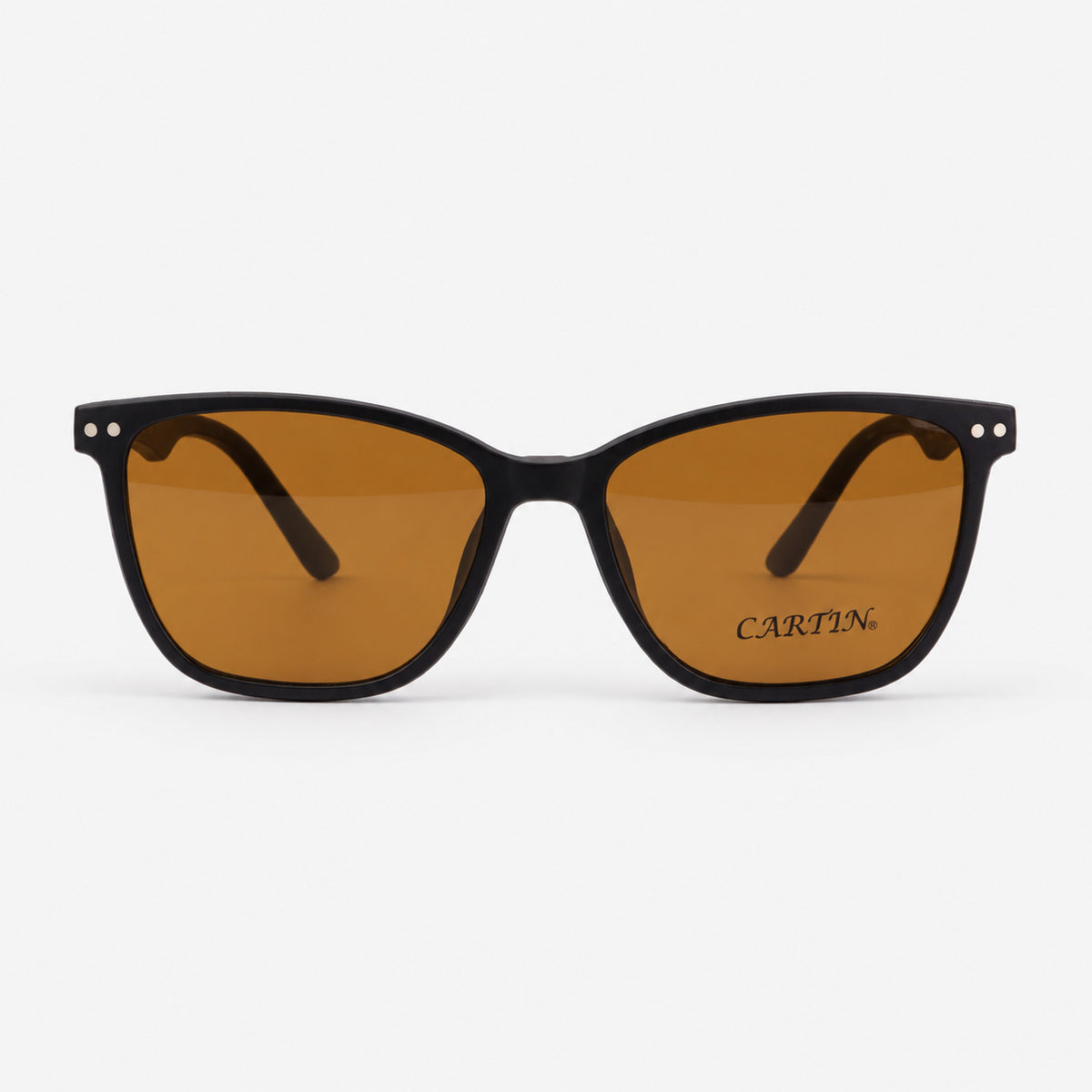 Gafas clip on clasicas con lente magnetico cafe instalado Piclek