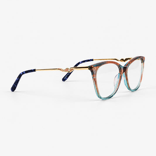 Gafas agatadas degradé mostrando frente de acetato y varillas metálicas doradas Piclek