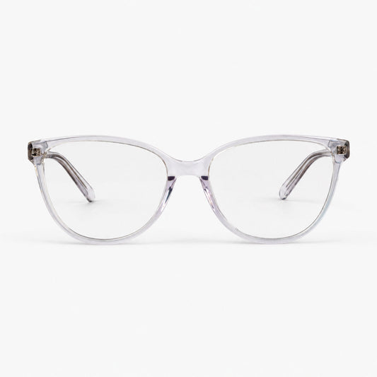 Montura oftalmica Cat Eye para mujer en acetato transparente vista frontal Piclek