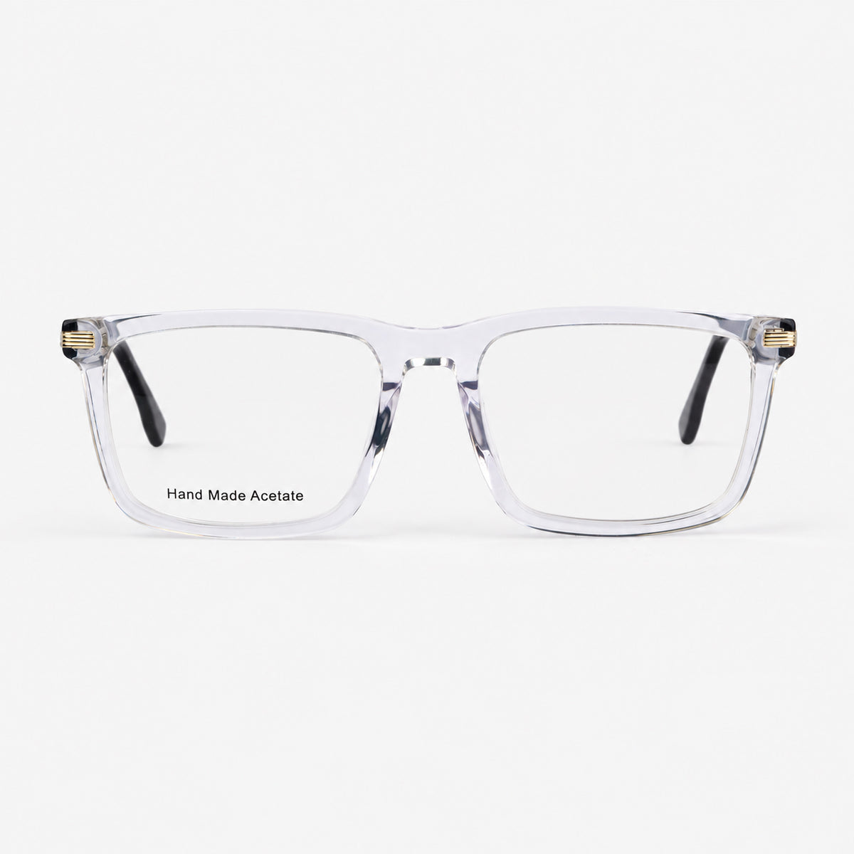 Vista frontal montura oftalmica cuadrada de acetato transparente cristal Piclek