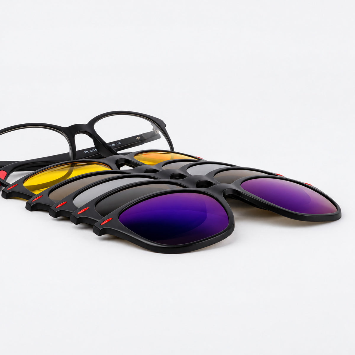 Set completo de 6 lentes y montura para gafas clip on magneticas Piclek